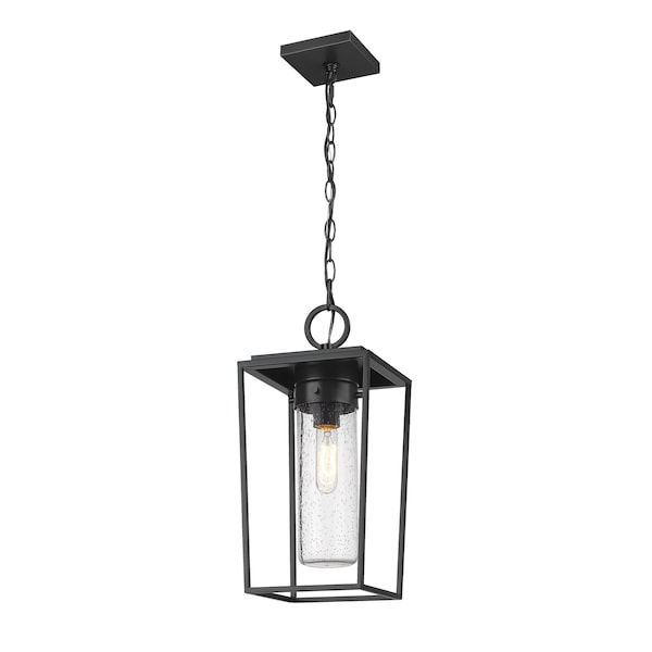 Sheridan 1 Light Outdoor Chain Mount Ceiling Fixture, Black And Seedy